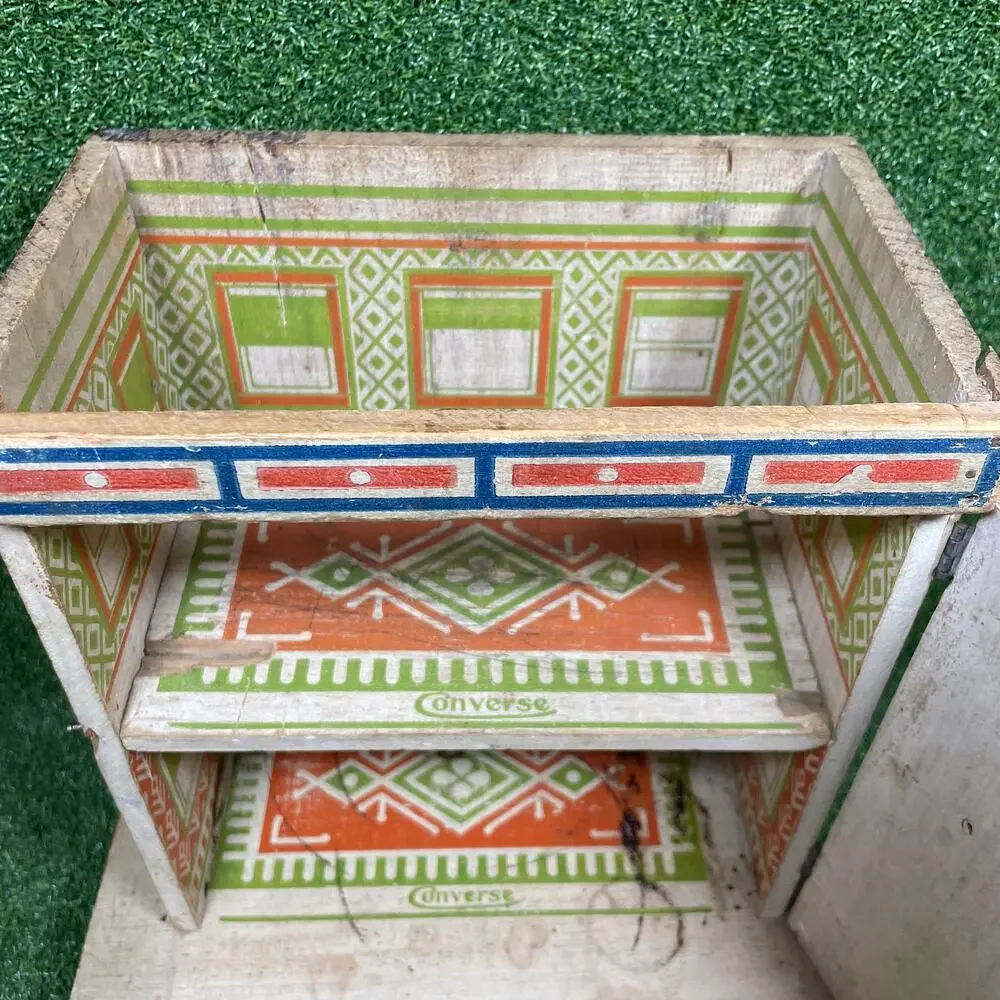 Antique Converse Wooden Dollhouse Lithograph 2 Story Porch Early 1900s Toy 13